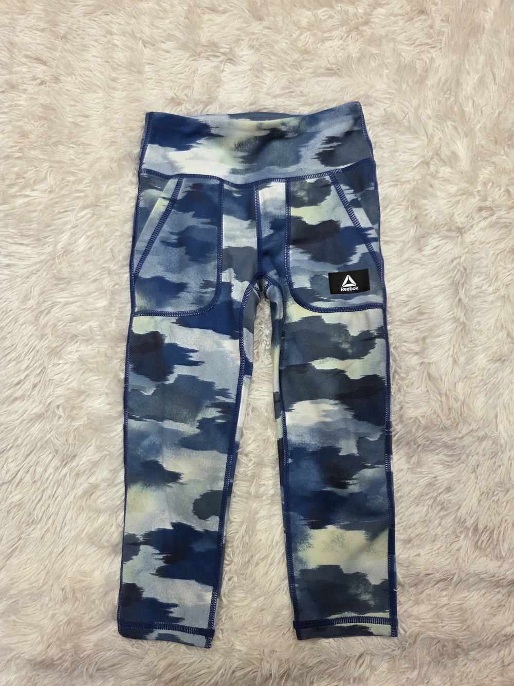 Reebok‎ Girls' Blue Camouflage Pocket Leggings
